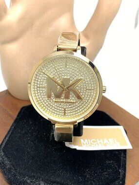 Michael Kors Women's Watch MK4469 Gemmed Bangle Quartz Gold Stainless Steel 38mm